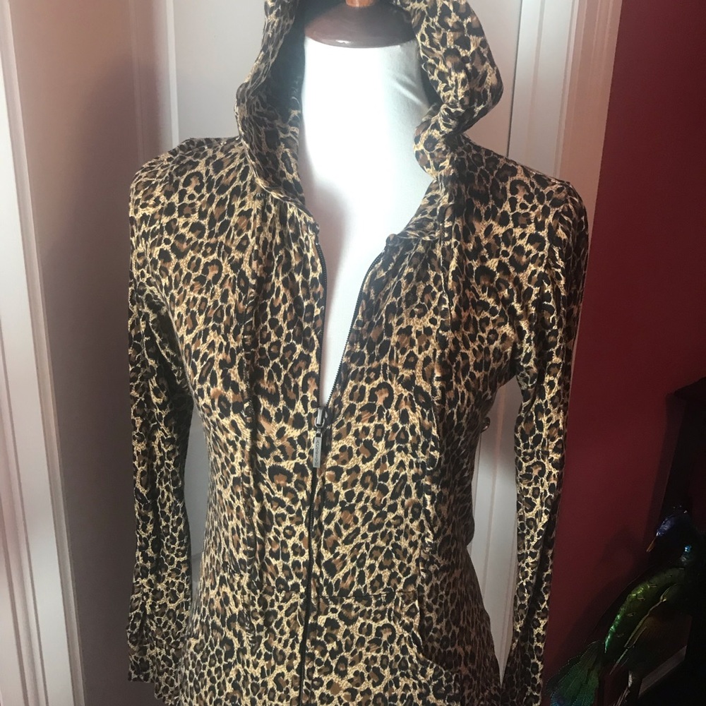Leopard zip up hoodie size medium